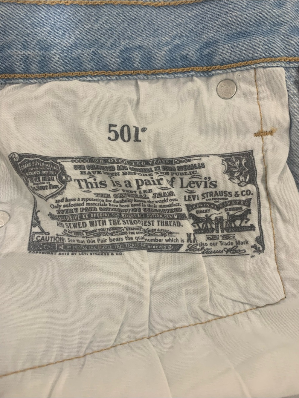 Levi's Light Blue Distressed Denim Cutoff Shorts - Picture 7 of 10